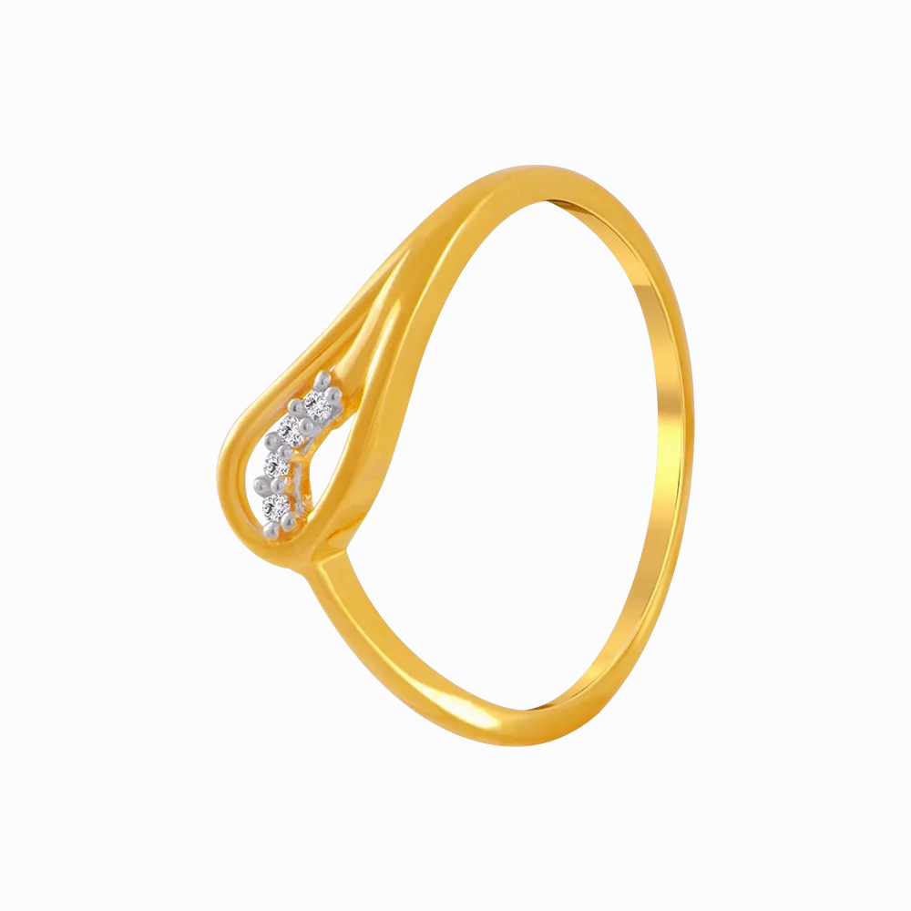 14KT (585) Yellow Gold And American Diamond Ring For Women
