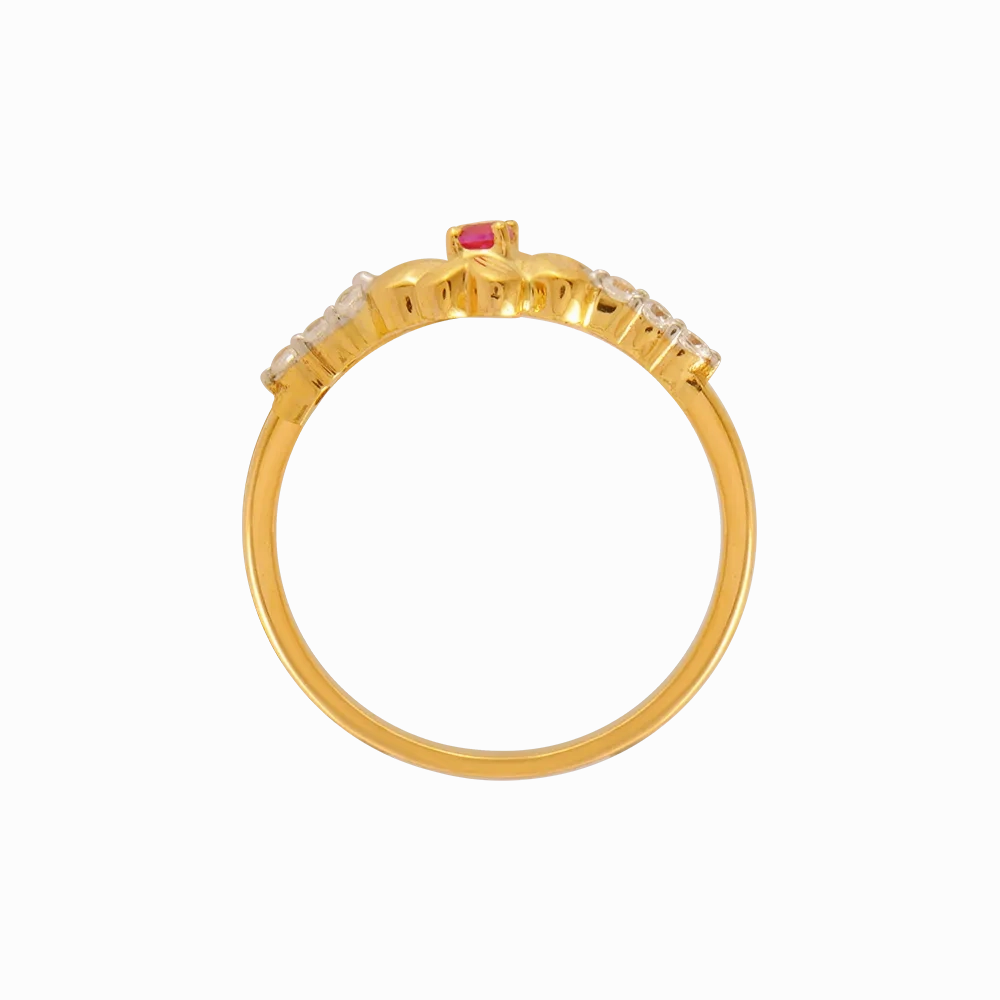 14KT (585) Yellow Gold And American Diamond Ring For Women