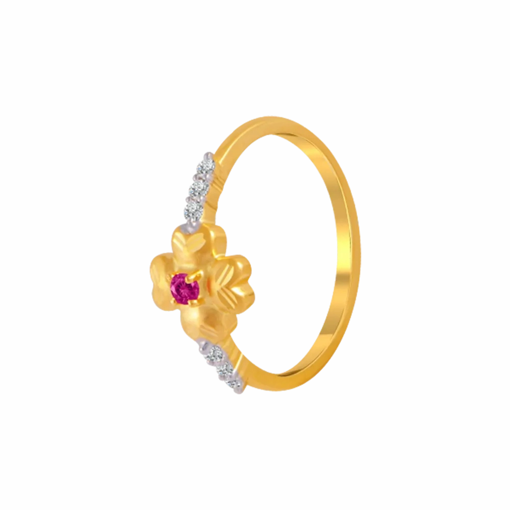 14KT (585) Yellow Gold And American Diamond Ring For Women