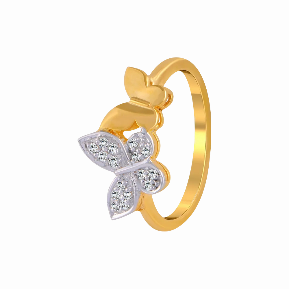 14KT (585) Yellow Gold And American Diamond Ring For Women