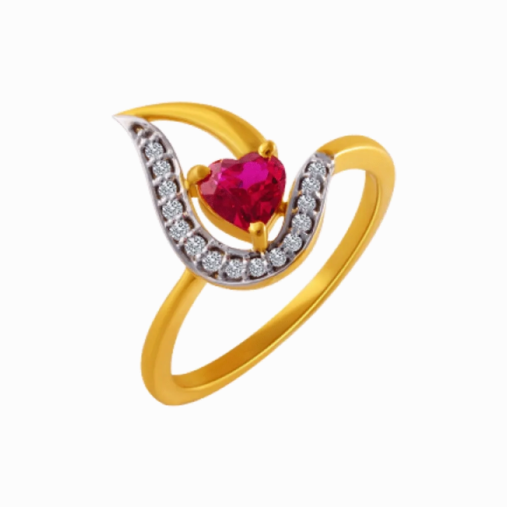 14KT (585) Yellow Gold And American Diamond Ring For Women