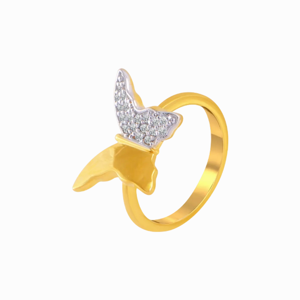 14KT (585) Yellow Gold And American Diamond Ring For Women