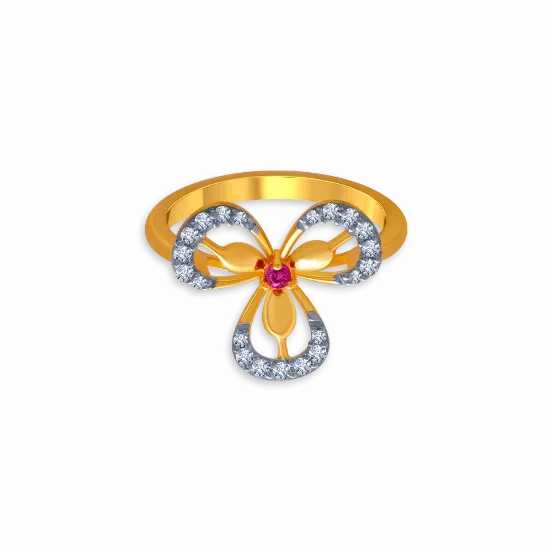 14KT (585) Yellow Gold And American Diamond Ring For Women