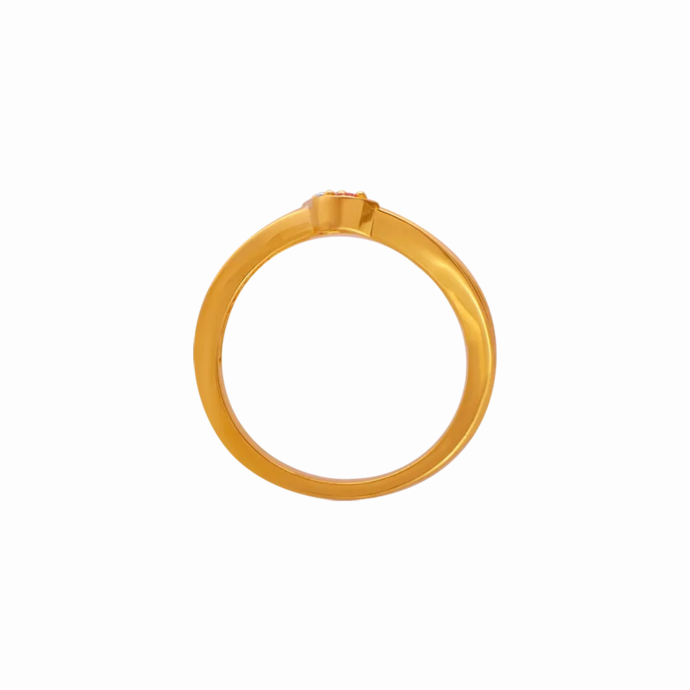 14KT (585) Yellow Gold And American Diamond Ring For Women