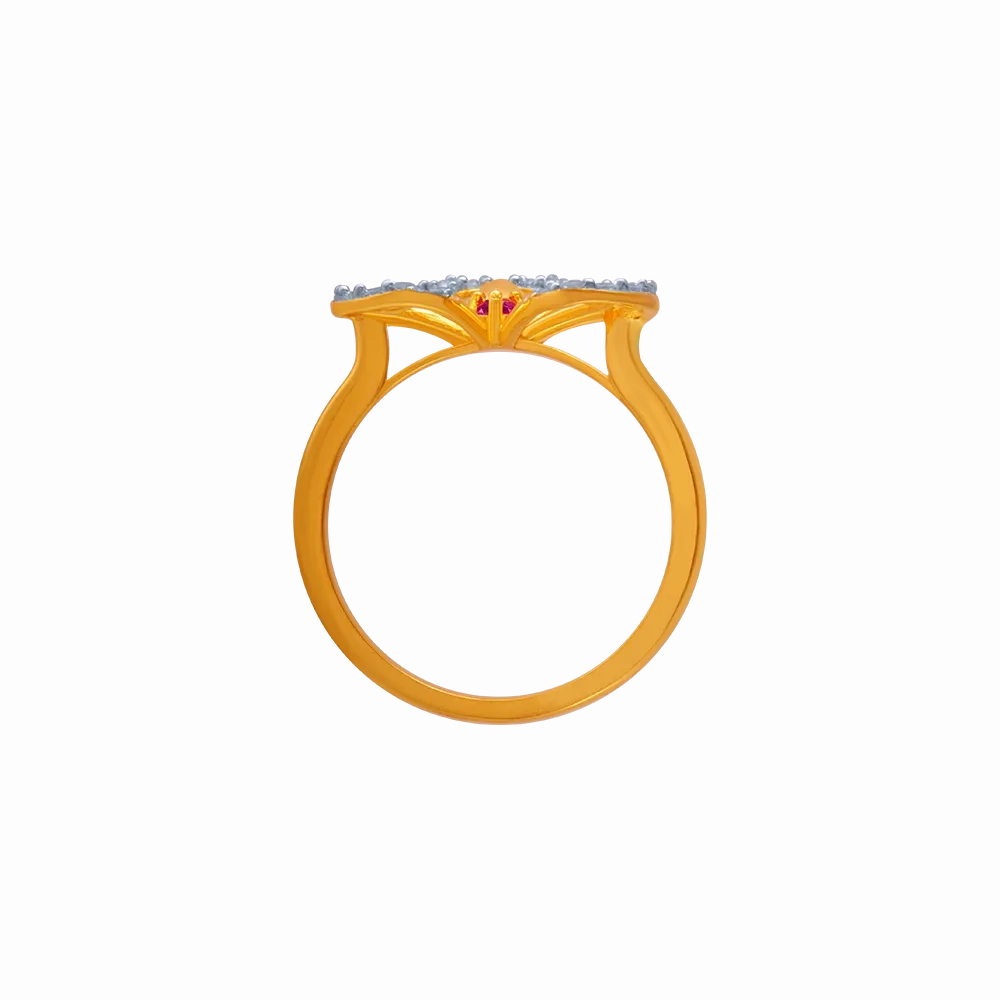 14KT (585) Yellow Gold And American Diamond Ring For Women