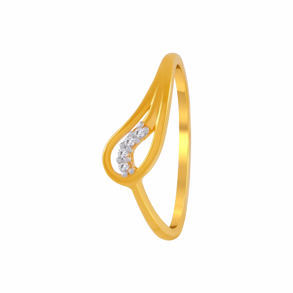 14KT (585) Yellow Gold And American Diamond Ring For Women