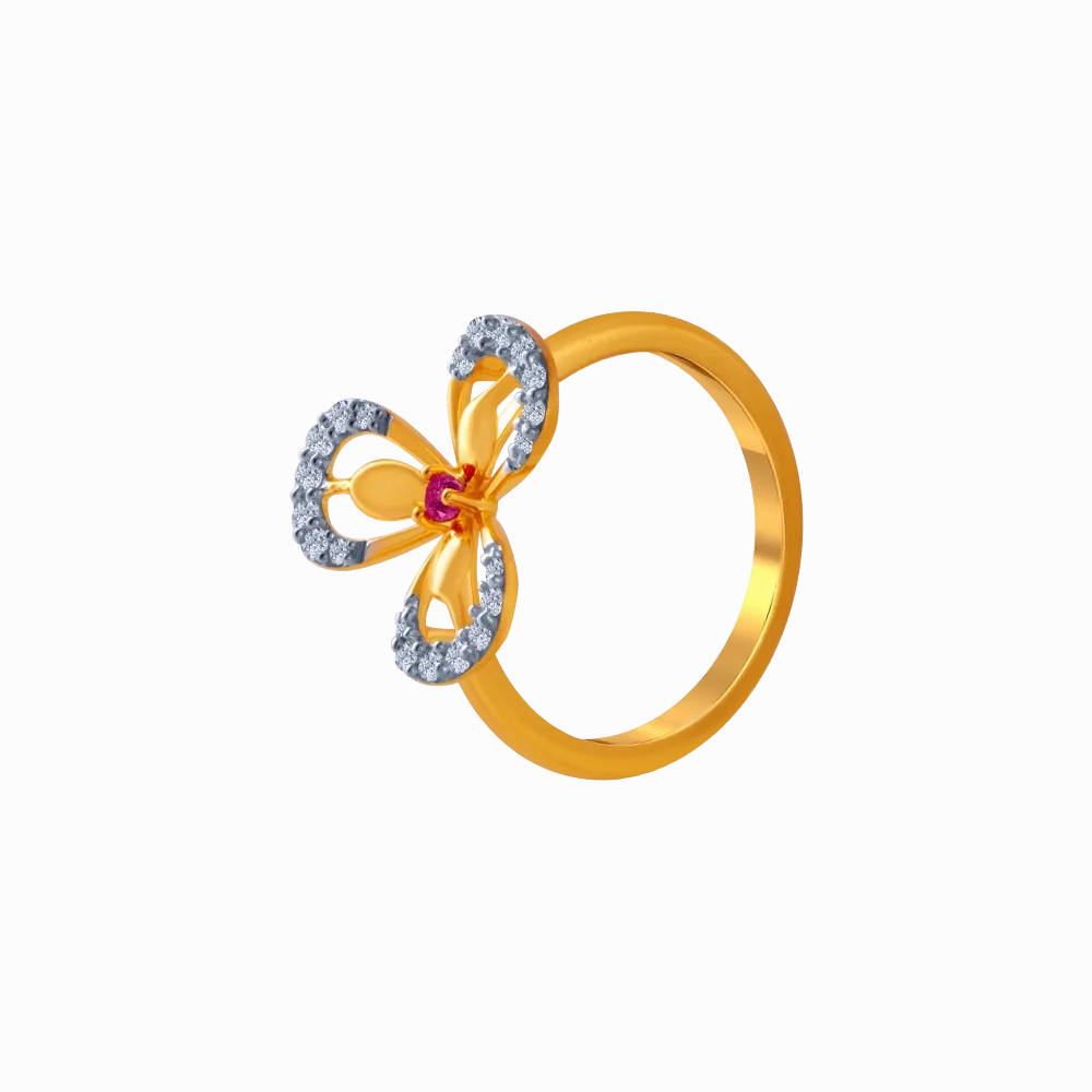 14KT (585) Yellow Gold And American Diamond Ring For Women