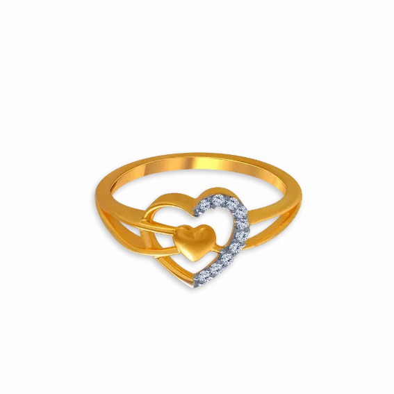 14KT (585) Yellow Gold And American Diamond Ring For Women