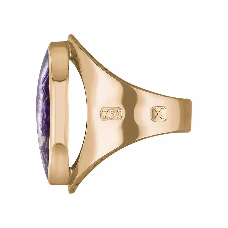 18ct Rose Gold Blue John Hallmark Medium Oval Ring