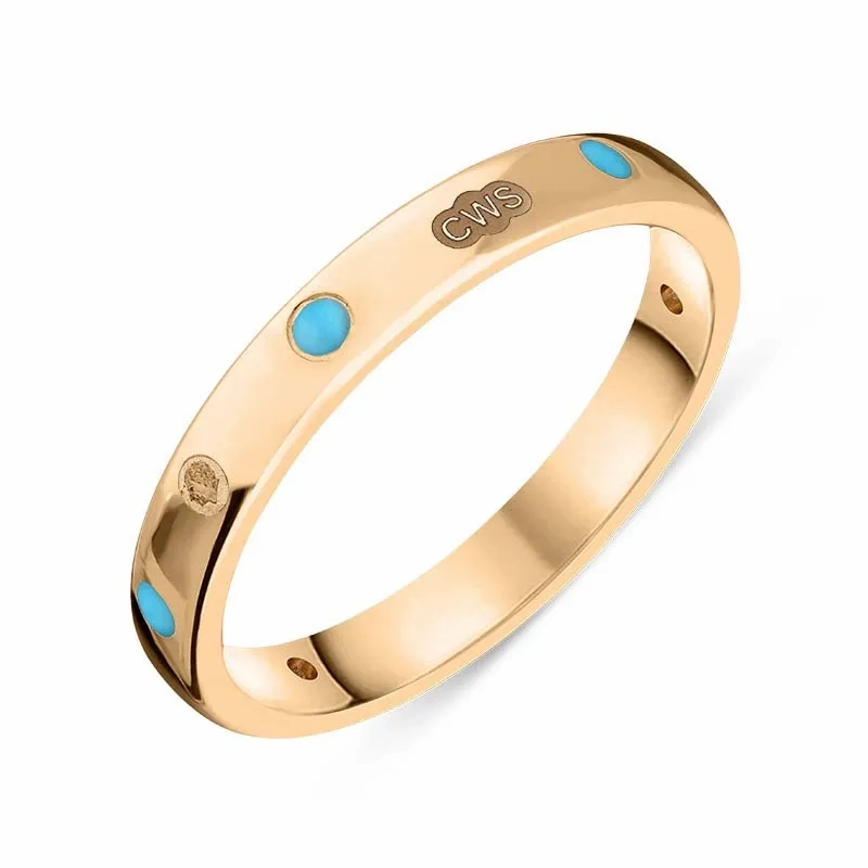 18ct Rose Gold Turquoise King's Coronation Hallmark 3mm Ring D