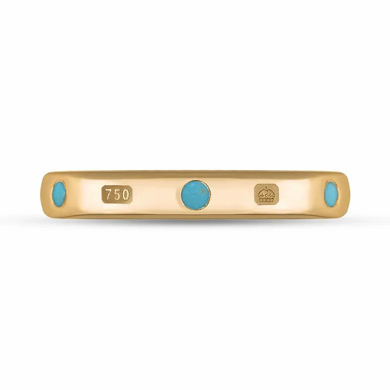 18ct Rose Gold Turquoise King's Coronation Hallmark 3mm Ring D
