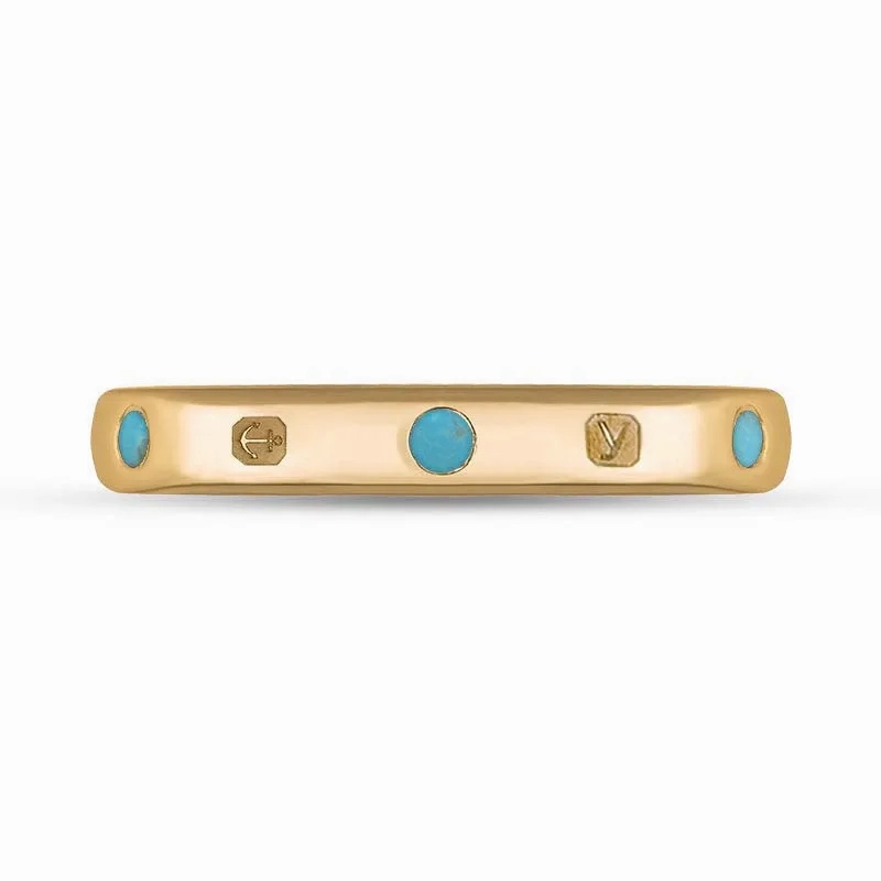 18ct Rose Gold Turquoise King's Coronation Hallmark 3mm Ring D