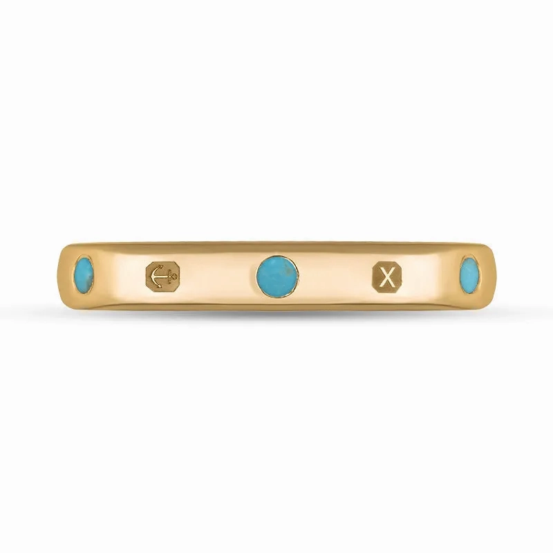 18ct Rose Gold Turquoise Queen's Jubilee Hallmark 6mm Ring D
