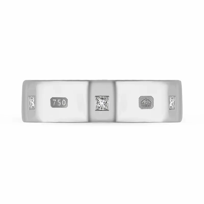 18ct White Gold 0.36ct Diamond Queen's Jubilee Hallmark Princess Cut 6mm Ring D