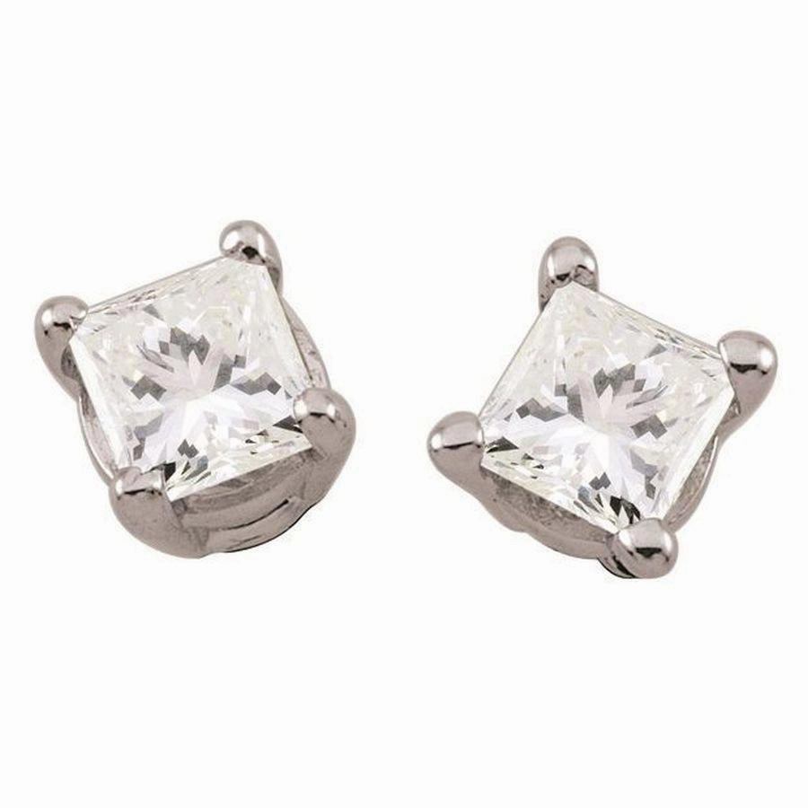18ct White Gold 0.46ct Princess Cut Diamond Stud Earrings