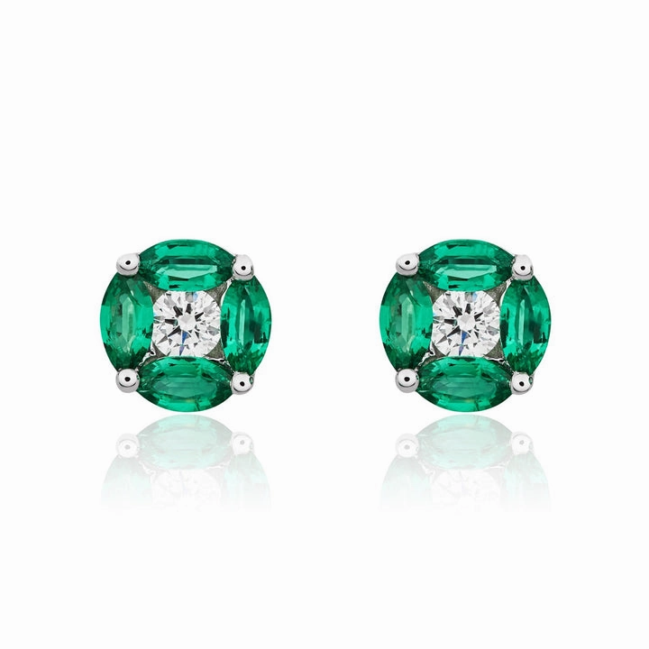 18ct white gold 4 Marquise and 1 Brilliant cut diamond claw set stud earrings
