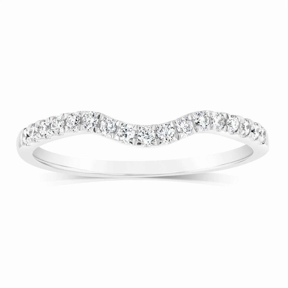 18ct White Gold 'Carina' Contour Ring With 0.2 Carats Of Diamonds