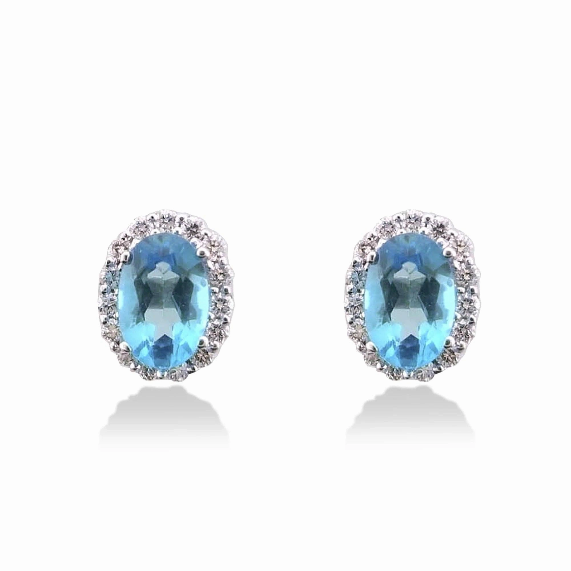 18ct white gold Aquamarine and Diamond stud earrings