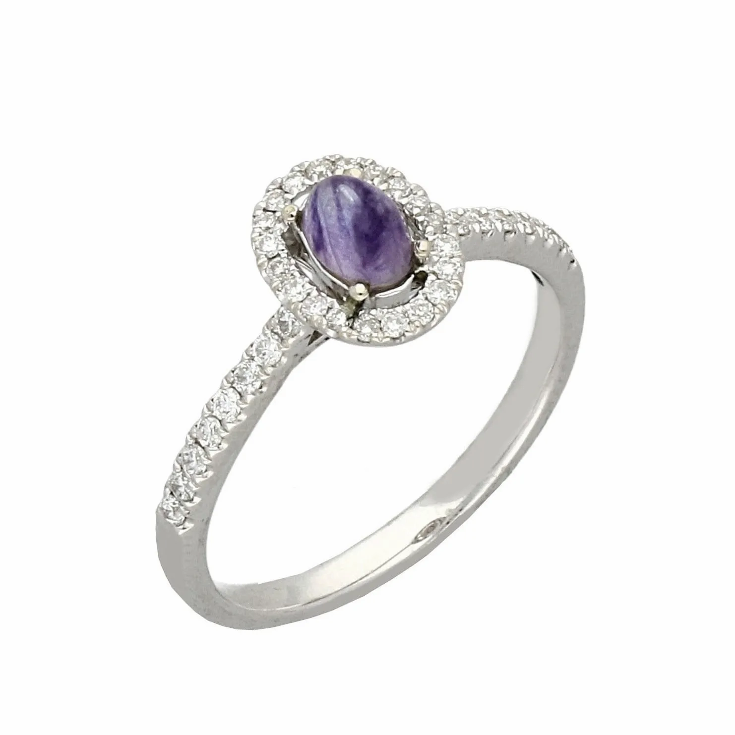 18ct White Gold Blue John Brilliant Cut Diamond Oval Ring