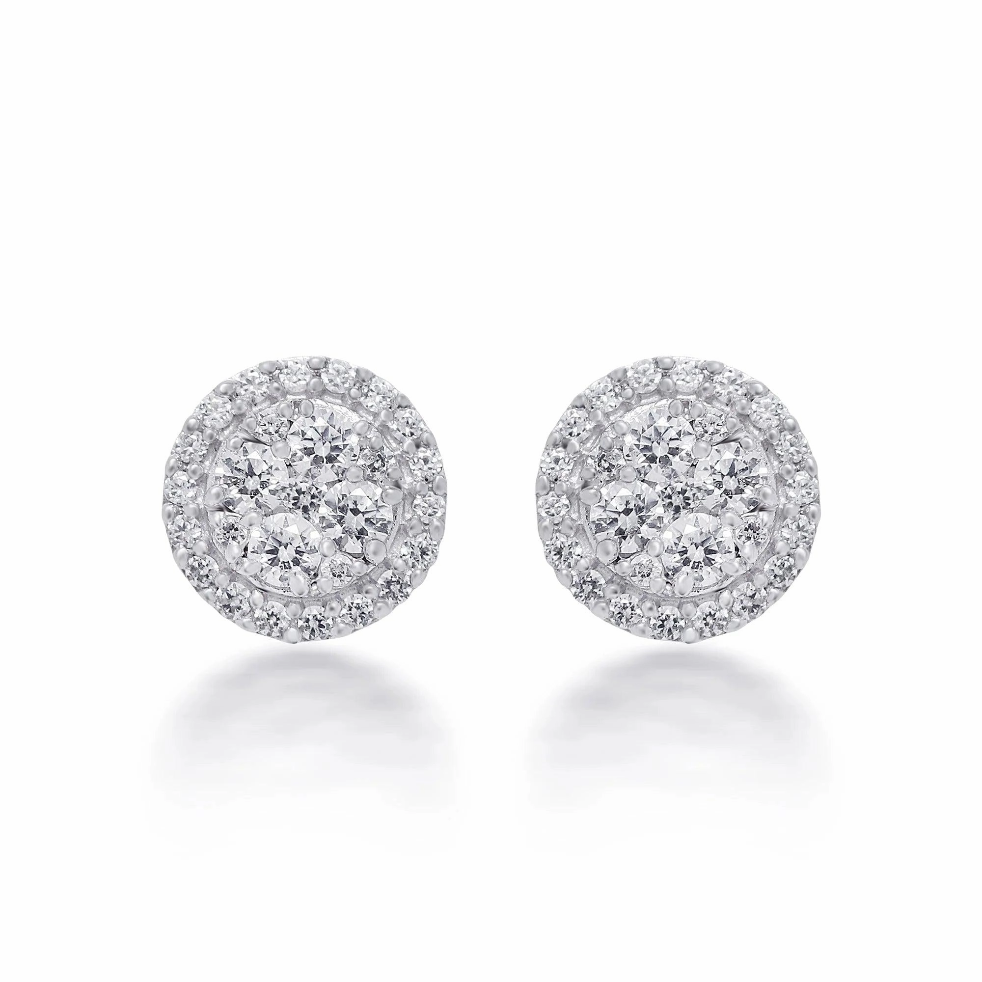 18ct white gold Diamond cluster earrings