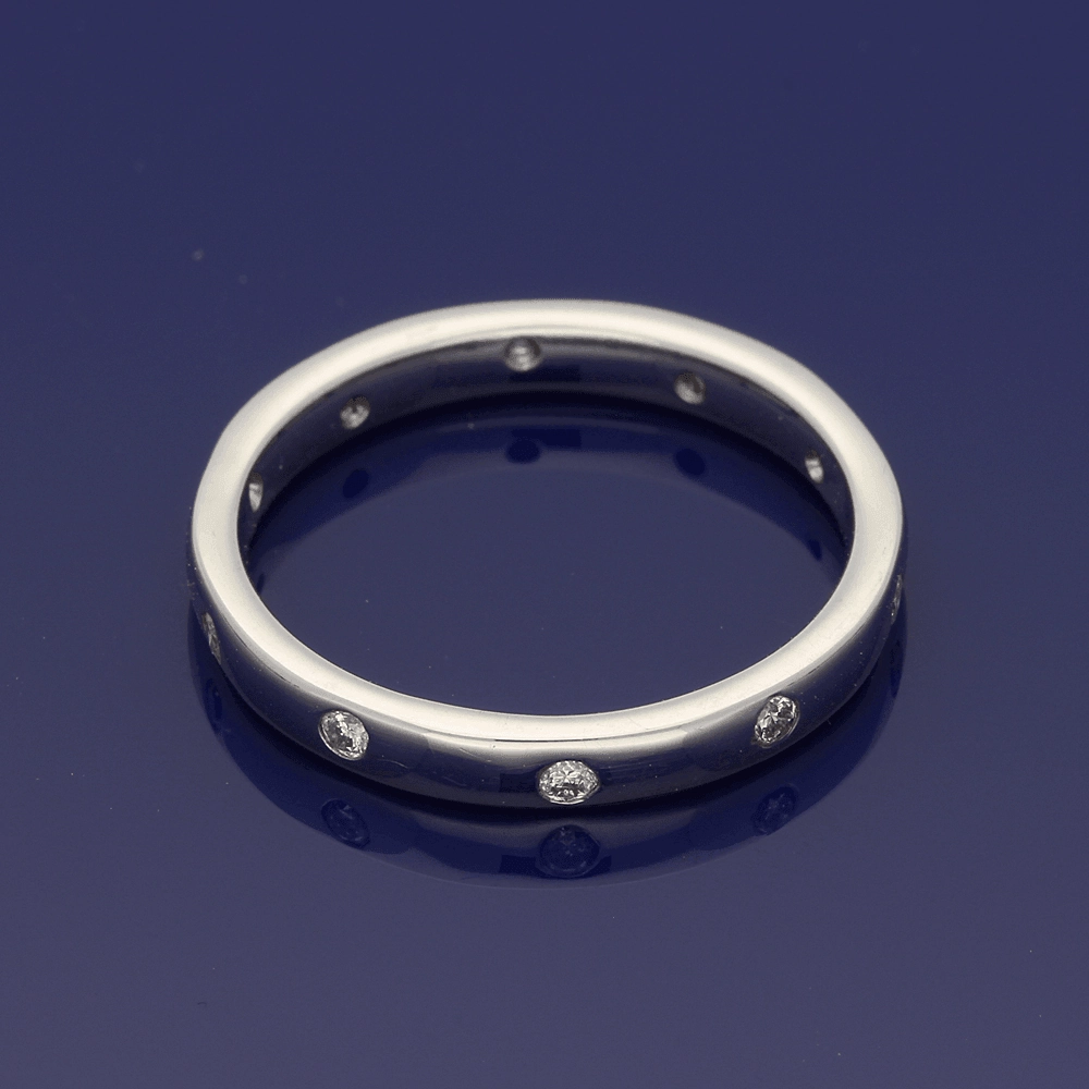 18ct White Gold Diamond Set 2.5mm Court Wedding Ring