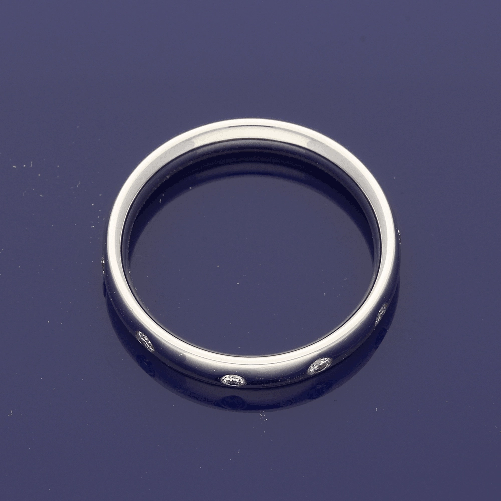 18ct White Gold Diamond-Set 3.2mm Court Wedding Ring