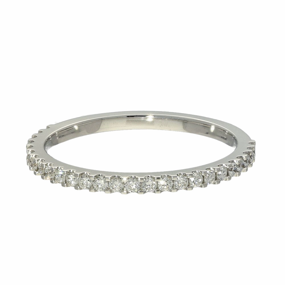 18ct White Gold Micro Set Diamond 1.5mm Slim Half Eternity Ring