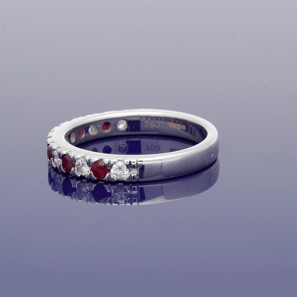 18ct White Gold Ruby & Diamond Eternity Ring