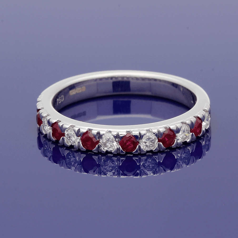 18ct White Gold Ruby & Diamond Eternity Ring