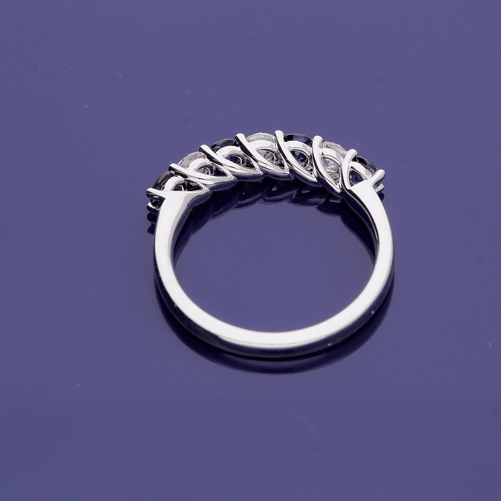 18ct White Gold Sapphire and Diamond Half Eternity Ring