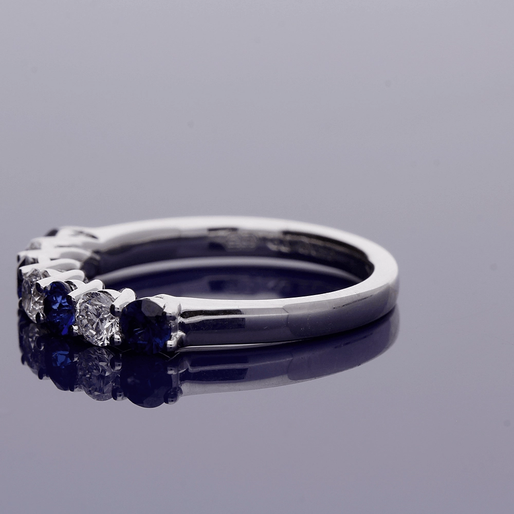 18ct White Gold Sapphire and Diamond Half Eternity Ring