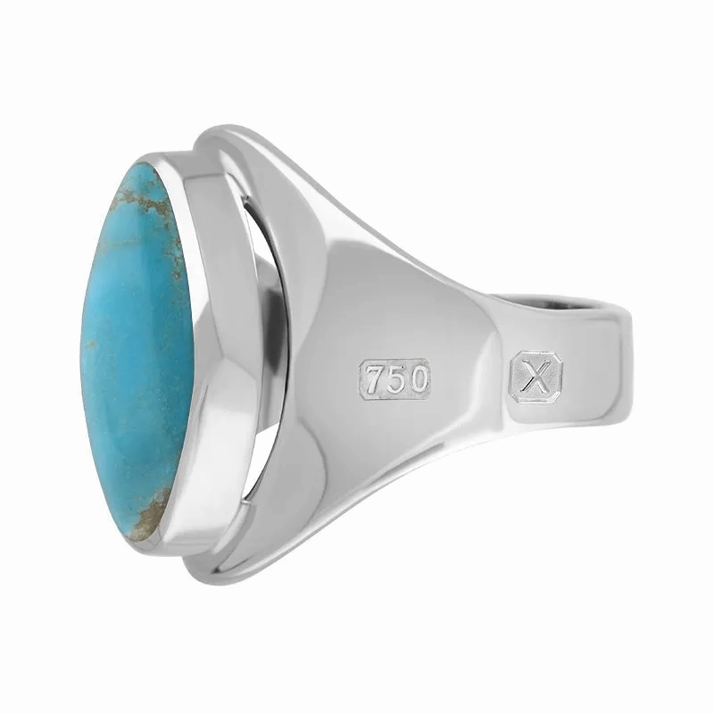 18ct White Gold Turquoise Hallmark Small Oval Ring