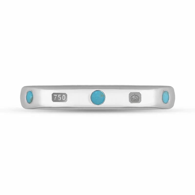 18ct White Gold Turquoise King's Coronation Hallmark 3mm Ring D