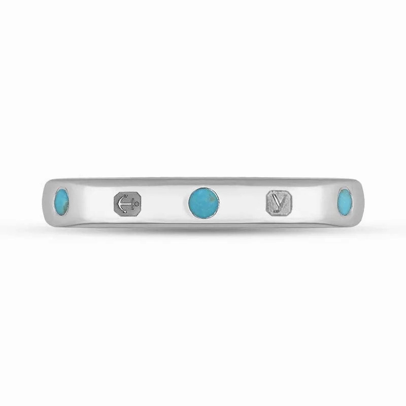 18ct White Gold Turquoise King's Coronation Hallmark 3mm Ring D