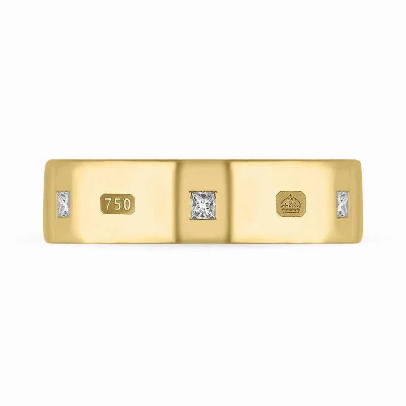18ct Yellow Gold 0.36ctiamond Queen's Jubilee Hallmark Princess Cut 6mm Ring D