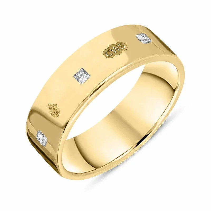 18ct Yellow Gold 0.36ctiamond Queen's Jubilee Hallmark Princess Cut 6mm Ring D