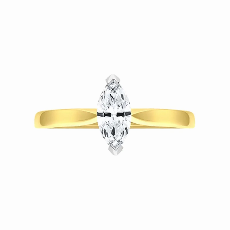 18ct Yellow Gold 0.42ct Diamond Marquise Cut Solitaire Ring