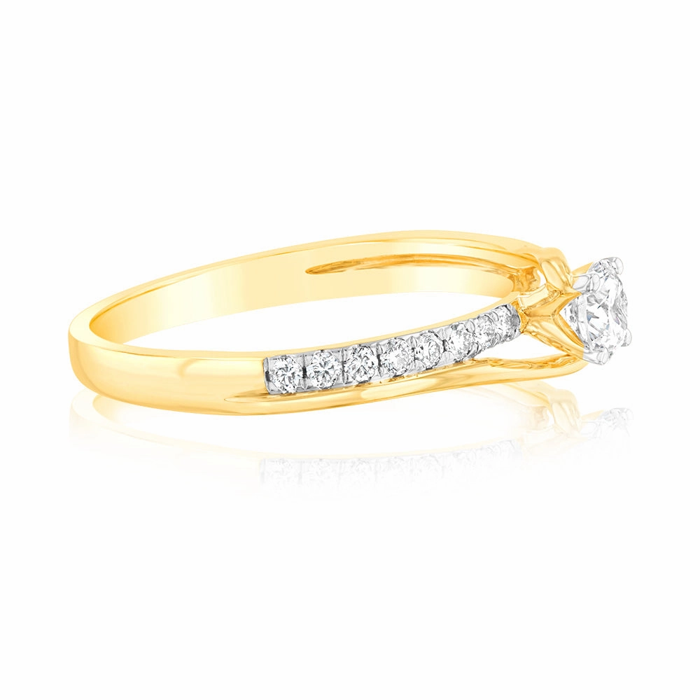 18ct Yellow Gold 1/2 Carat Diamond Claw Solitaire Ring