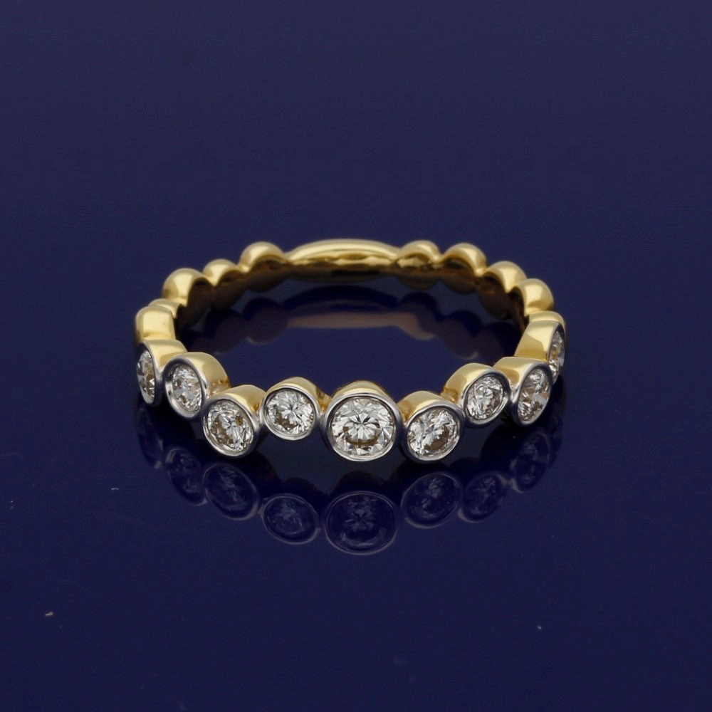 18ct Yellow Gold Diamond Bubble Half Eternity Ring