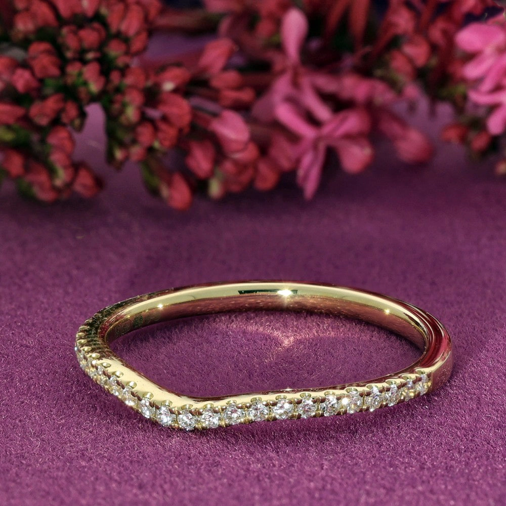 18ct Yellow Gold Diamond Slim Wishbone Eternity Ring