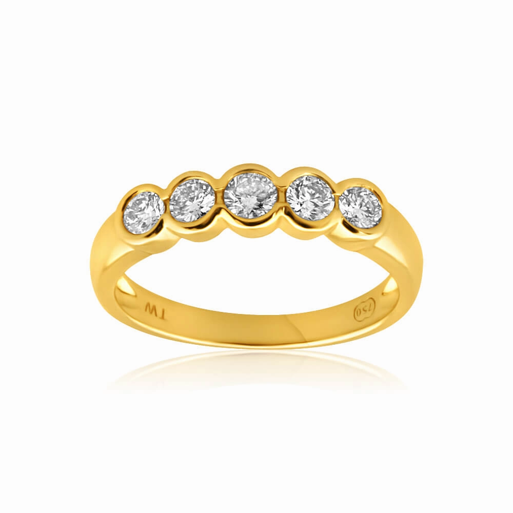 18ct Yellow Gold Ring With 1/2 Carat Of Bezel Set Diamonds