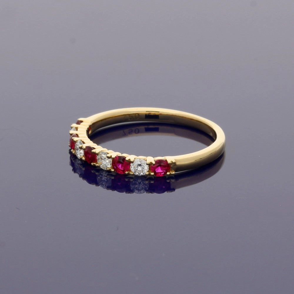 18ct Yellow Gold Ruby & Diamond Half Eternity Ring