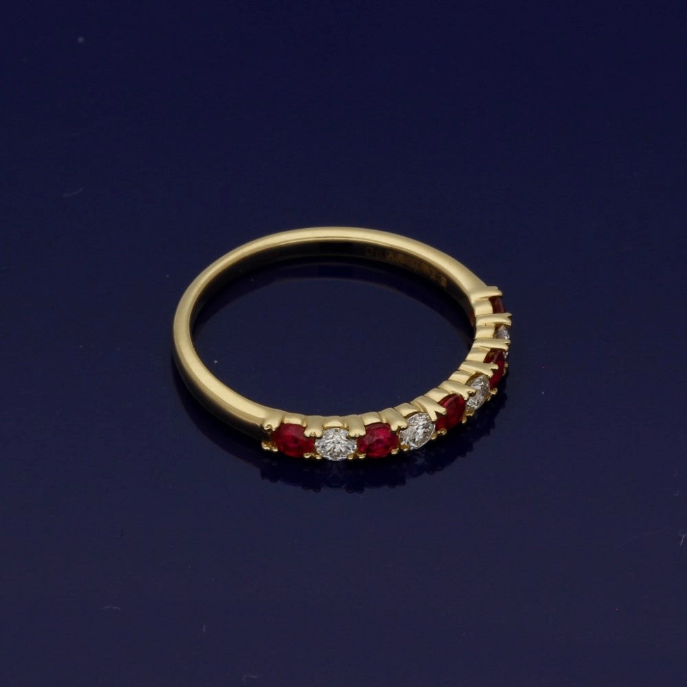 18ct Yellow Gold Ruby & Diamond Half Eternity Ring