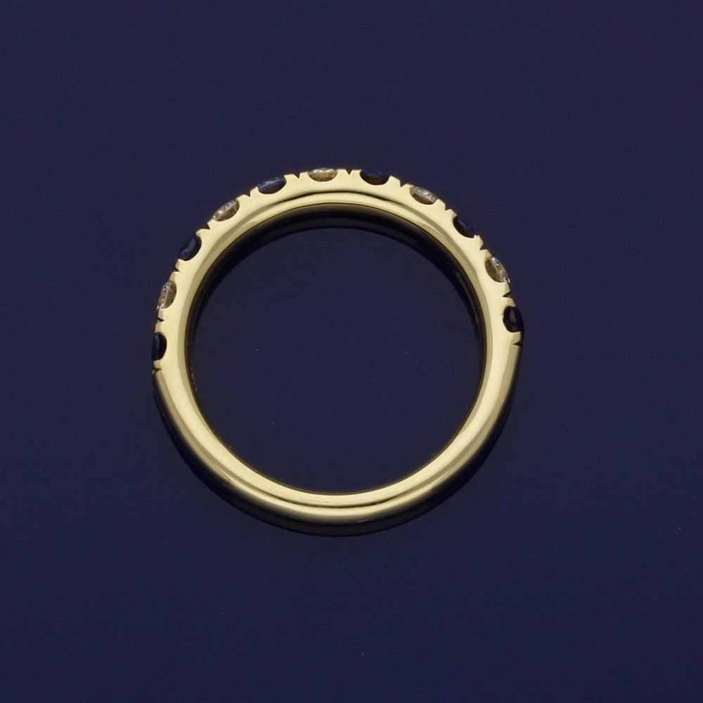 18ct Yellow Gold Sapphire & Diamond 3mm Half Eternity Ring