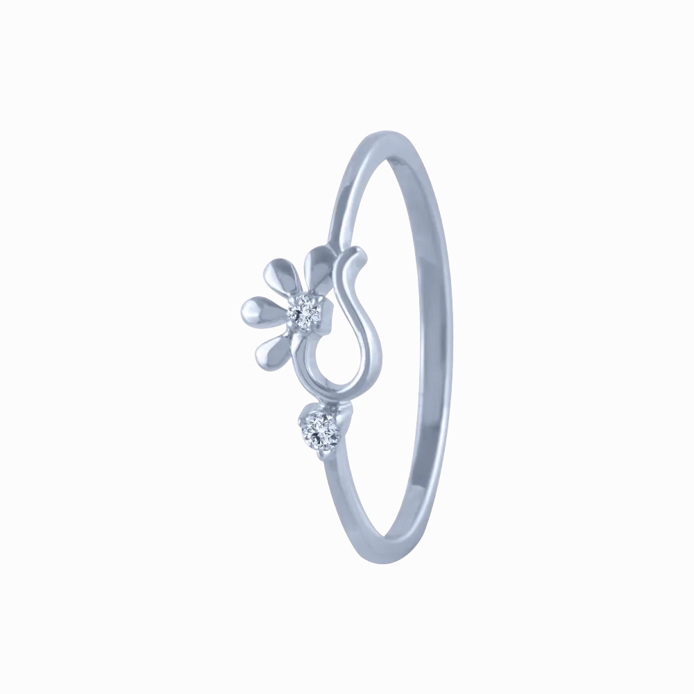 18k (750) White Gold And Diamond Ring For Women