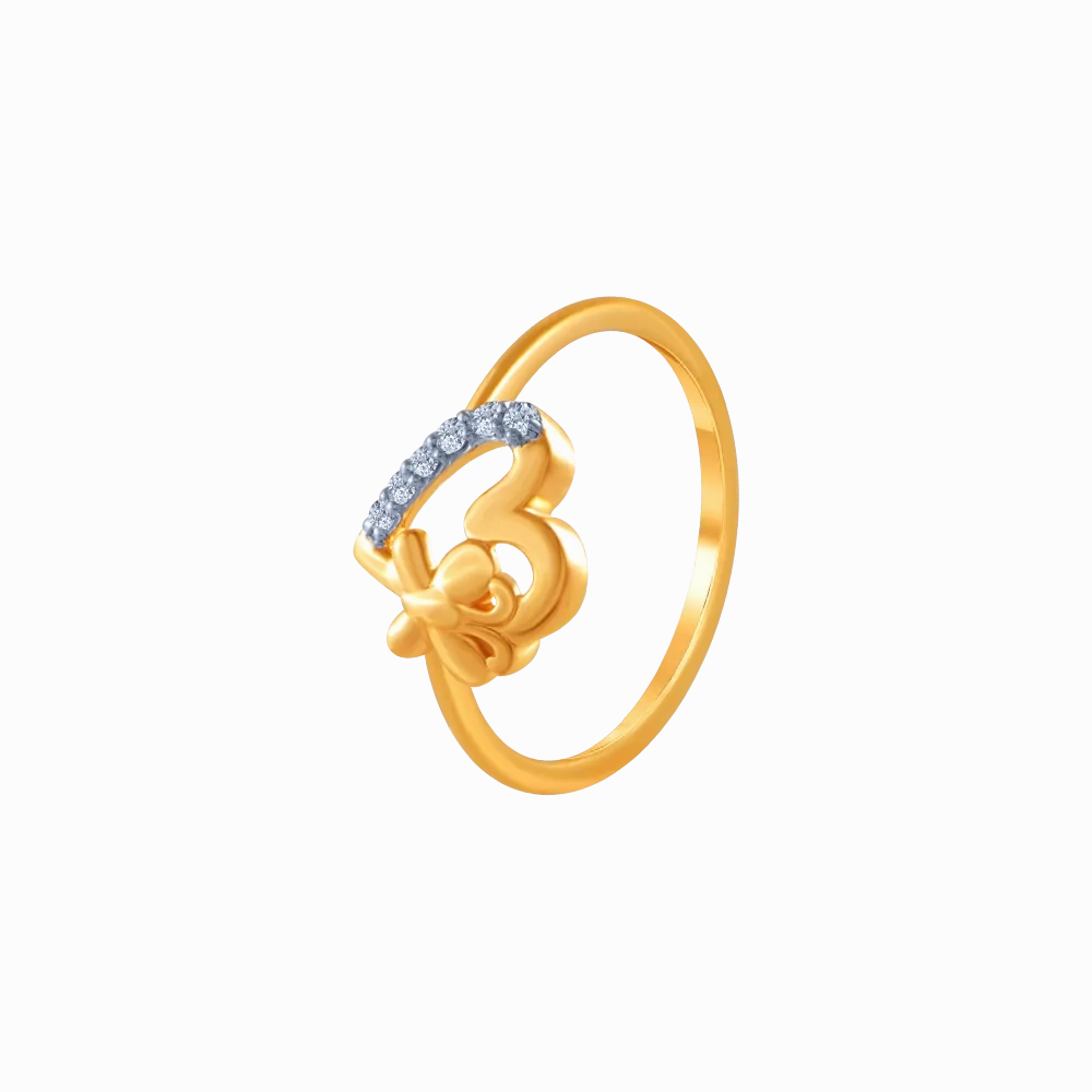 18k (750) Yellow Gold And Diamond Ring For Women