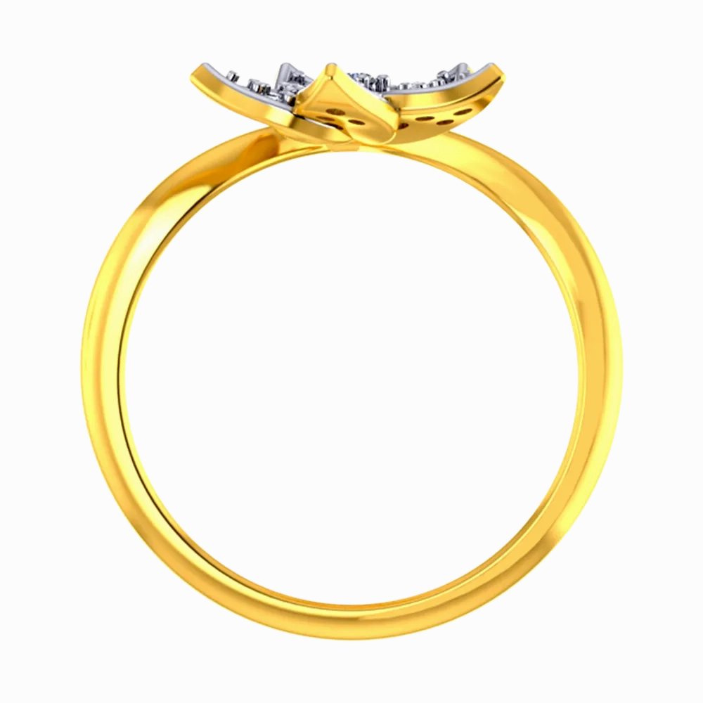 18k Diamond Ring With A Diamond Studded Five-petal Floral Design And A Mini Heart Pendant