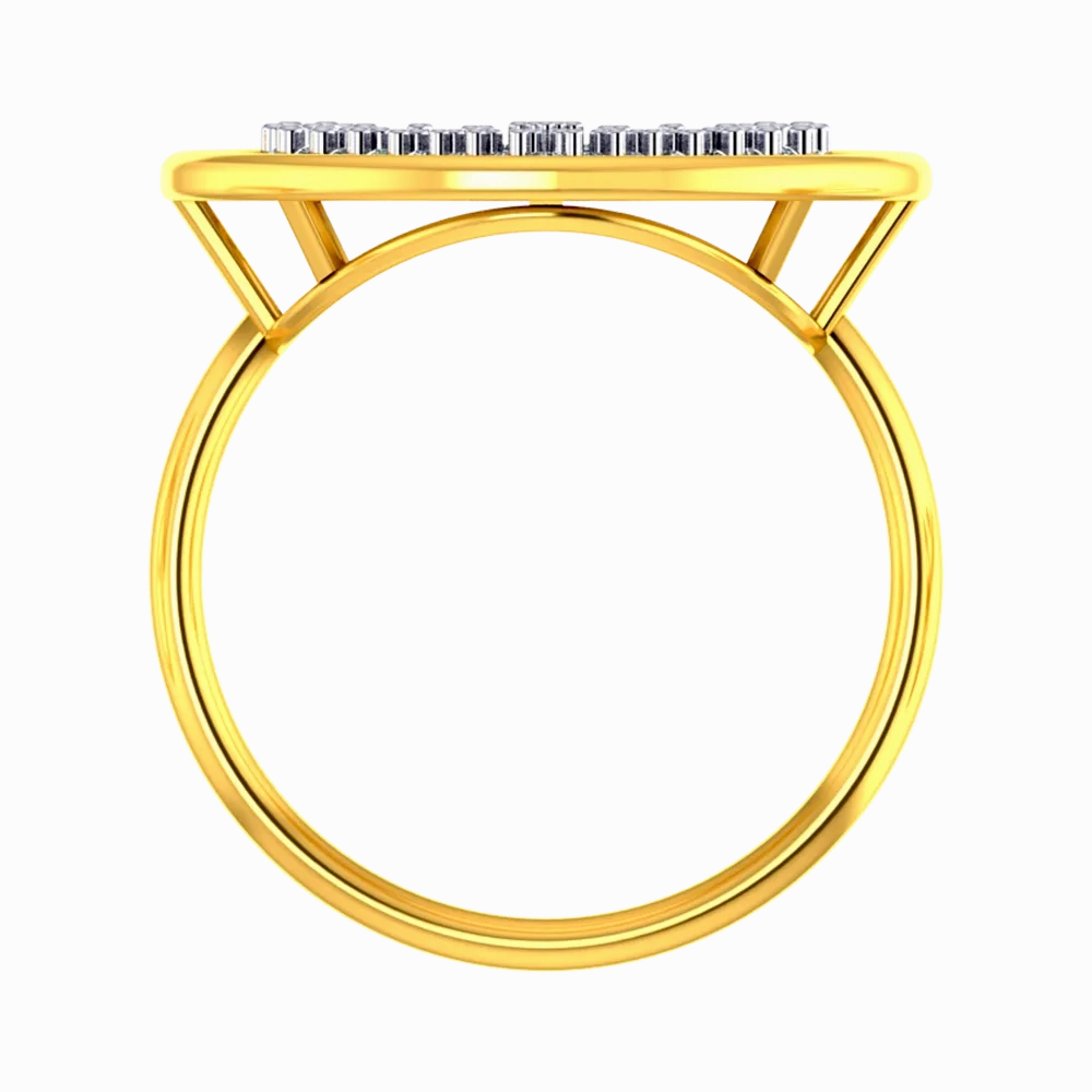 18k Diamond Ring With A Diamond-studded Heart Inside A Concentric Circle On Top