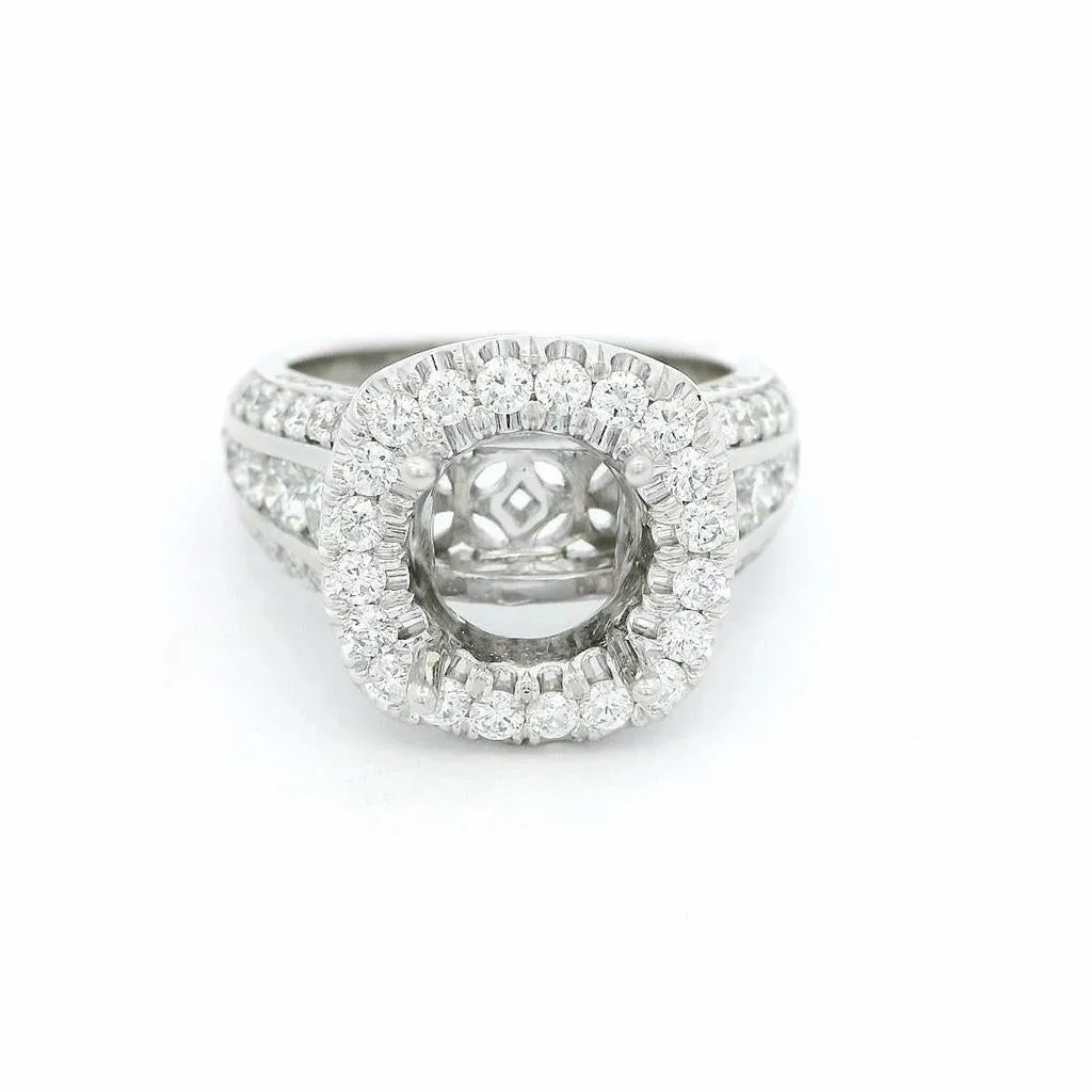 18K White Gold Halo Round Natural Diamonds Natural Diamonds Engagement Ring