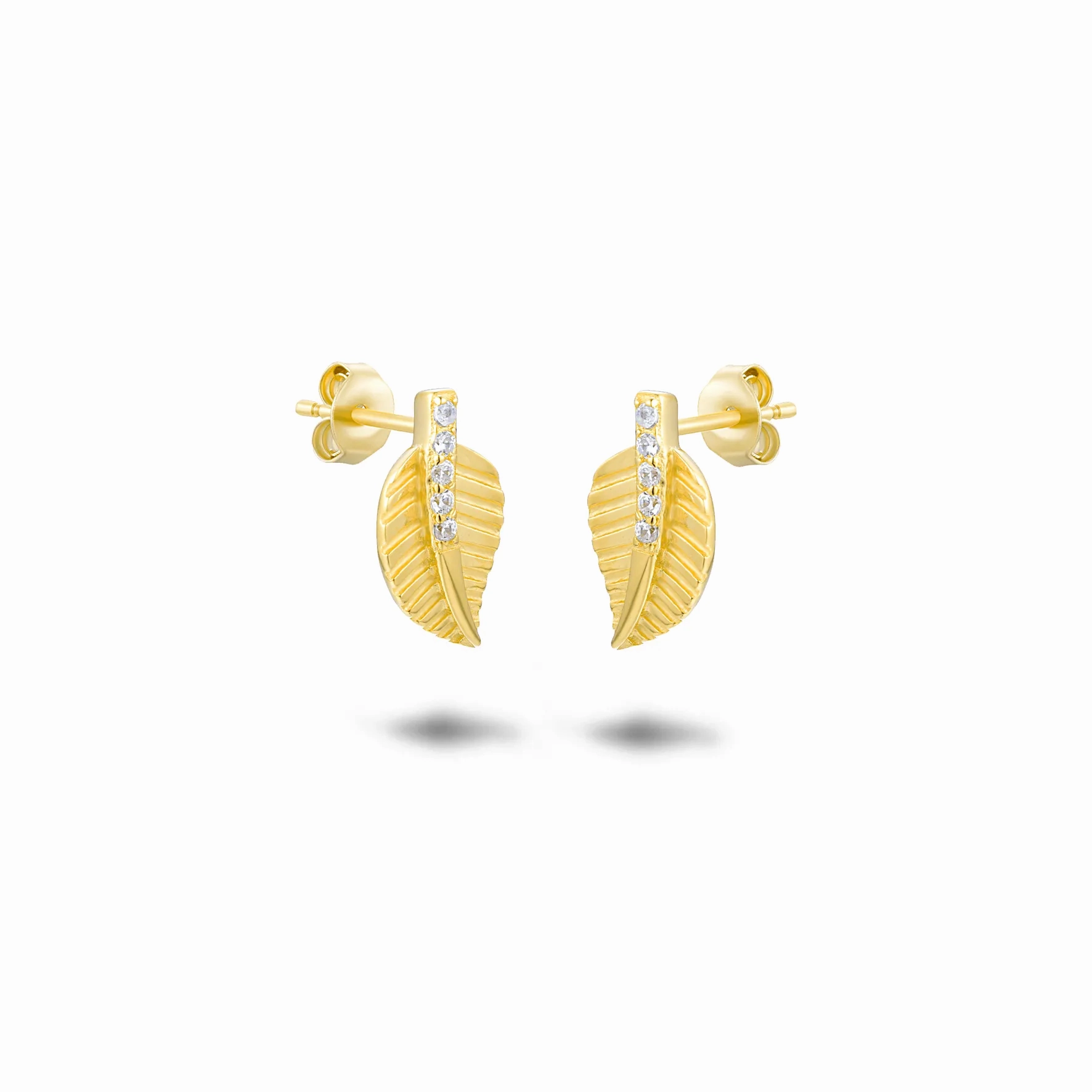 18k yellow gold earrings assembled with zirconium oxide